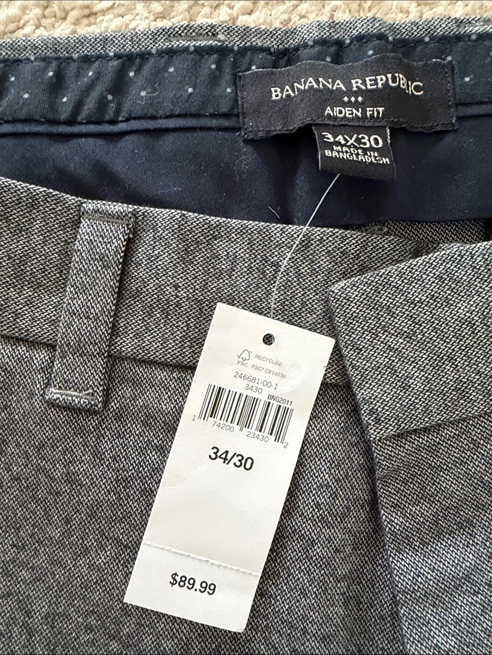 Banana Republic Gray Men's Dress Pants - 34/30